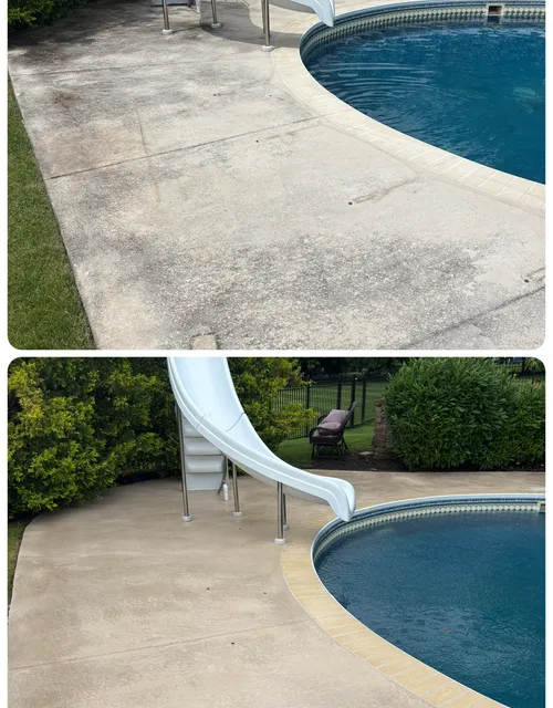 Cleaned concrete driveway