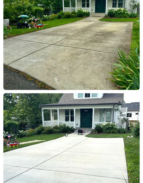 Aerial view of a cleaned residential driveway