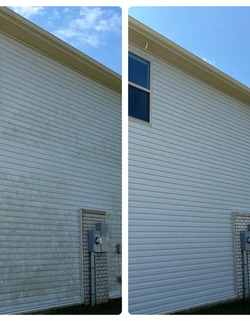 Soft-washed house exterior