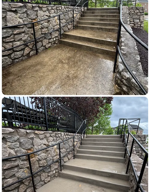 Flagstone patio with a stone retaining wall